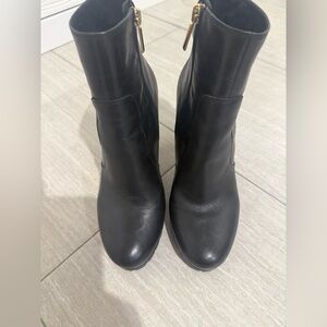 Karl Lagerfeld Black Heeled Boots with Gold Zipper